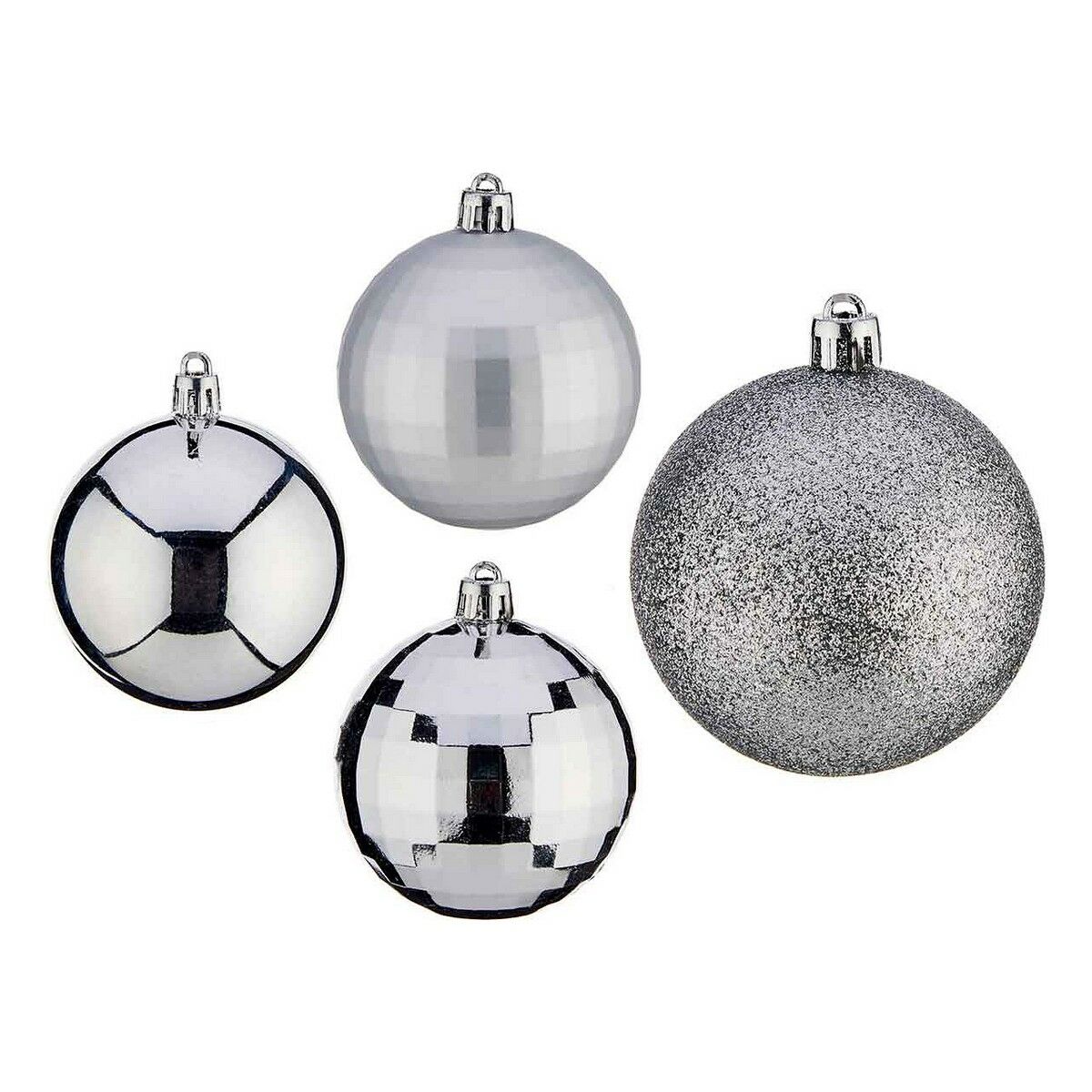 Christmas Baubles Ø 7 cm 50 Units PVC Silver Christmas Baubles Ø 7 cm 50 Units PVC Silver