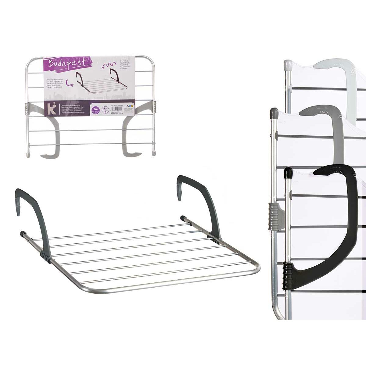 Clothes Line Kipit WR1013D White Silver Light grey Dark grey Aluminium Plastic 62,5 x 50 x 16,5 cm Clothes Line Kipit WR1013D White Silver Light grey Dark grey Aluminium Plastic 62,5 x 50 x 16,5 cm