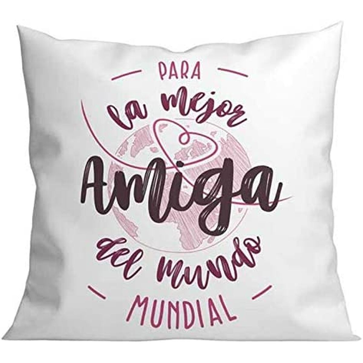 Cushion Roymart PARA LA MEJOR AMIGA DEL MUNDO White Pink 40 x 40 cm Cushion Roymart PARA LA MEJOR AMIGA DEL MUNDO White Pink 40 x 40 cm