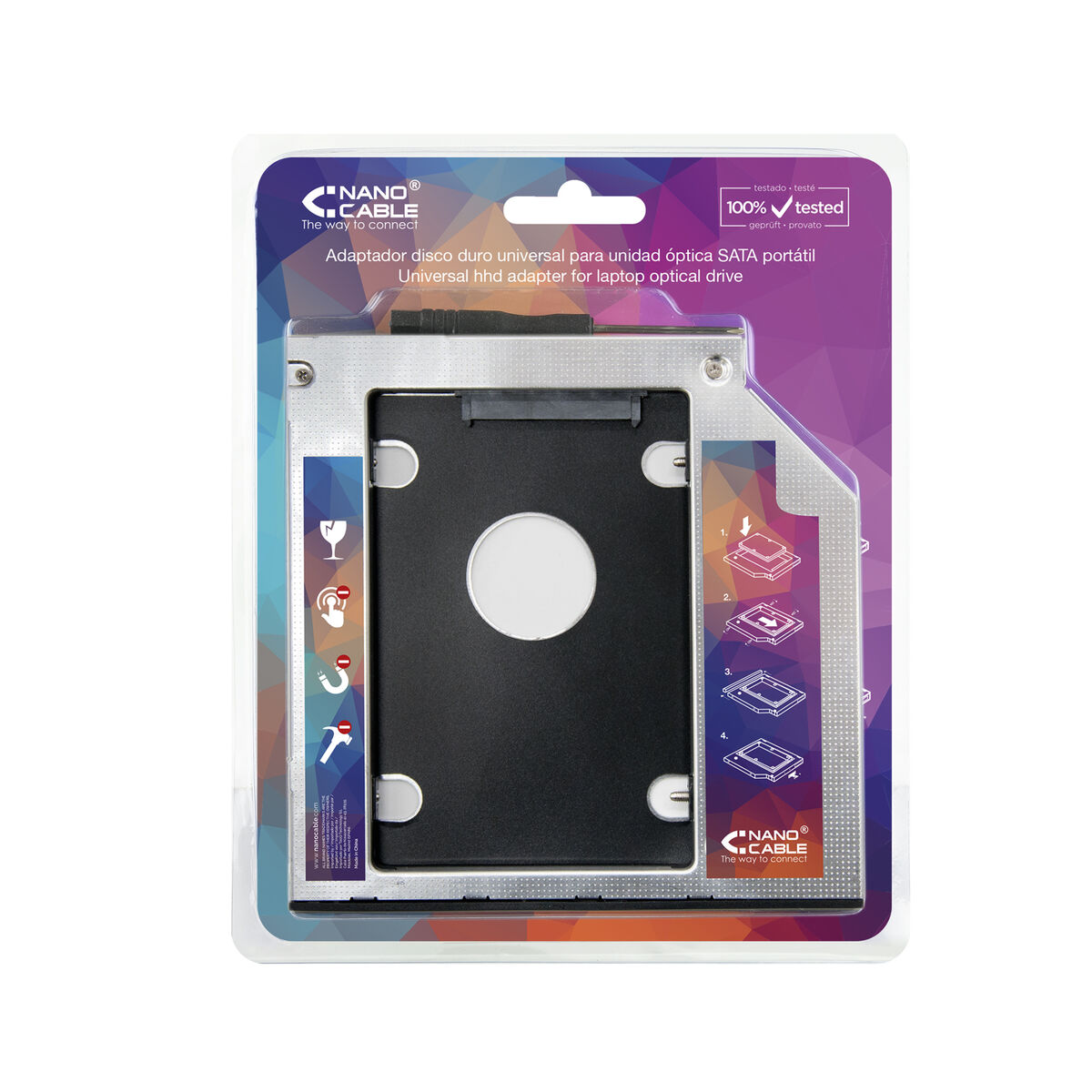 SATA Hard Drive Adapter (2.5 ” or 7mm) NANOCABLE 10.99.0101 Black/Silver 2,5″