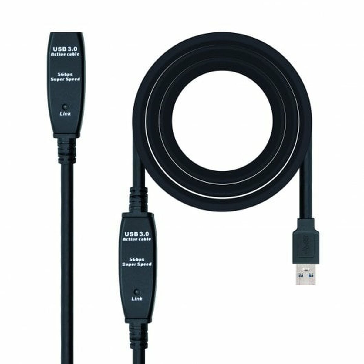 USB Extension Cable NANOCABLE 10.01.0312 Black 10 m USB Extension Cable NANOCABLE 10.01.0312 Black 10 m