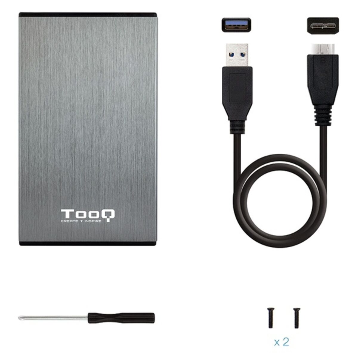 Housing for Hard Disk TooQ TQE-2527G 2,5″ SATA USB 3.0 Black