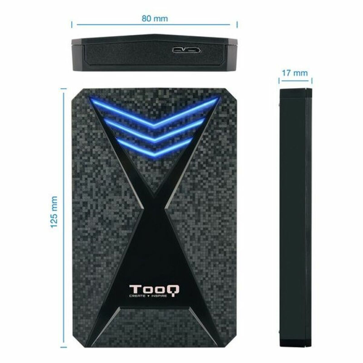 Housing for Hard Disk TooQ TQE-2550BL 2,5″ USB 3.0 Blue Black 2,5″