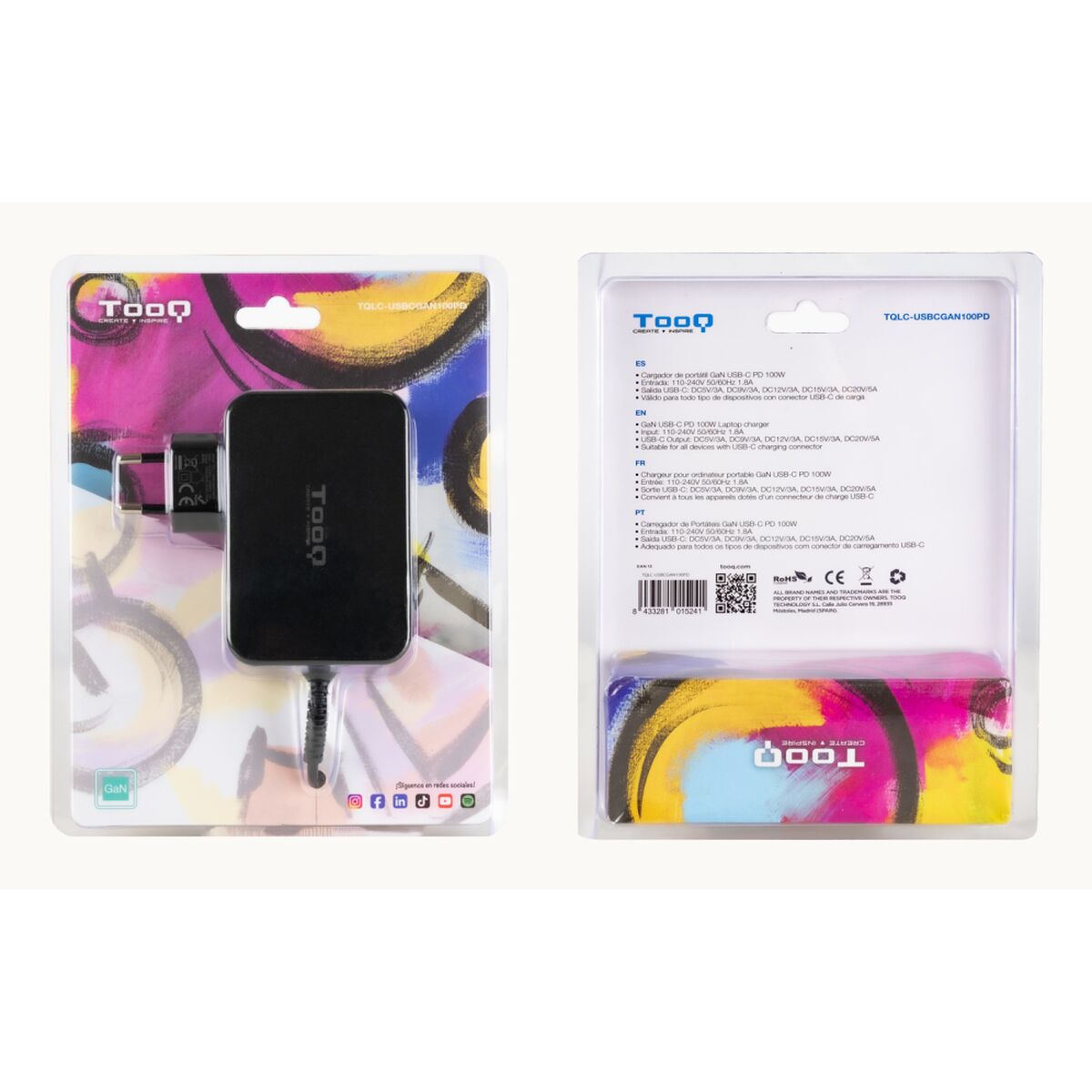 Wall Charger TooQ TQLC-USBCGAN100PD Black 100 W