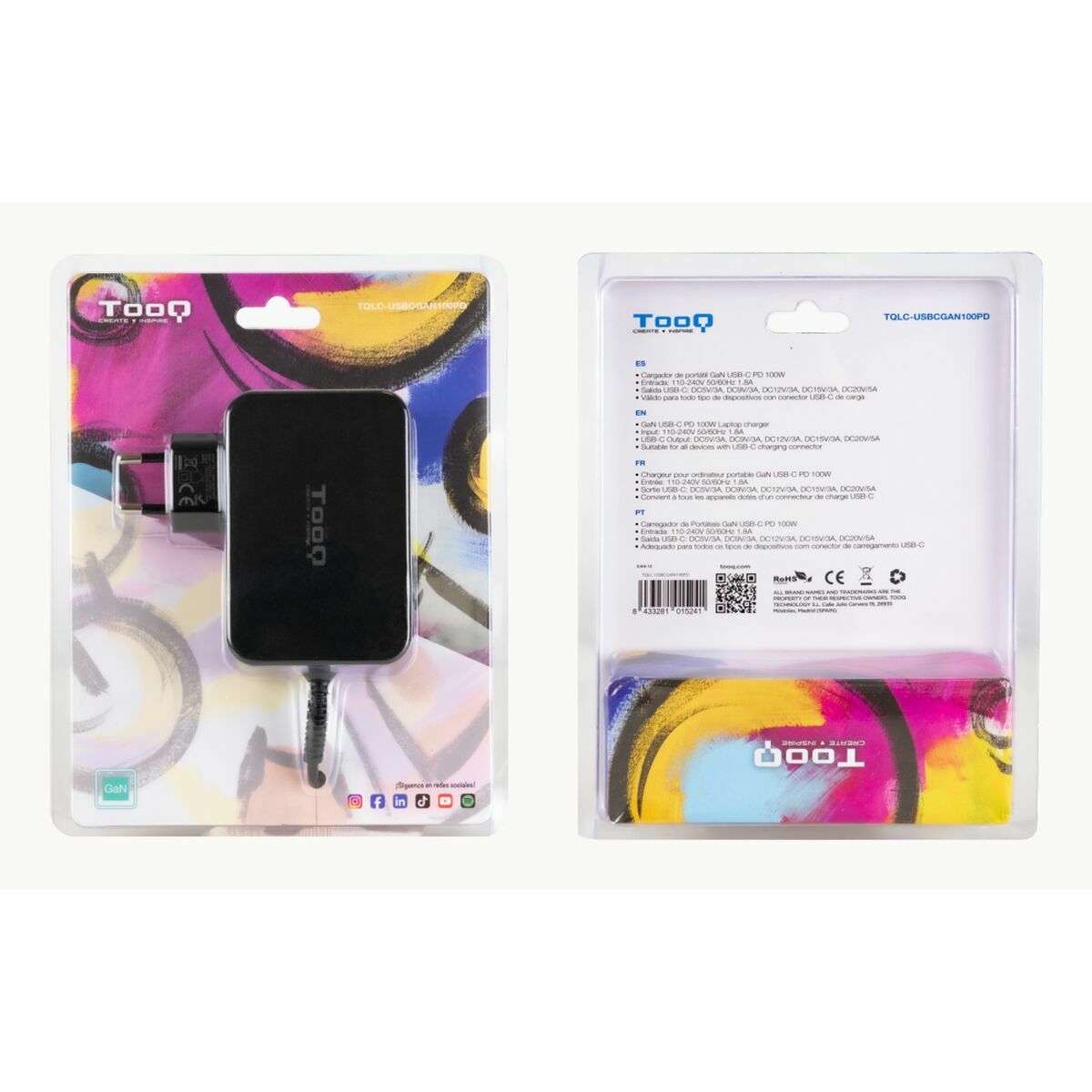 Laptop Charger TooQ GAN USB-C PD 100W 100 W
