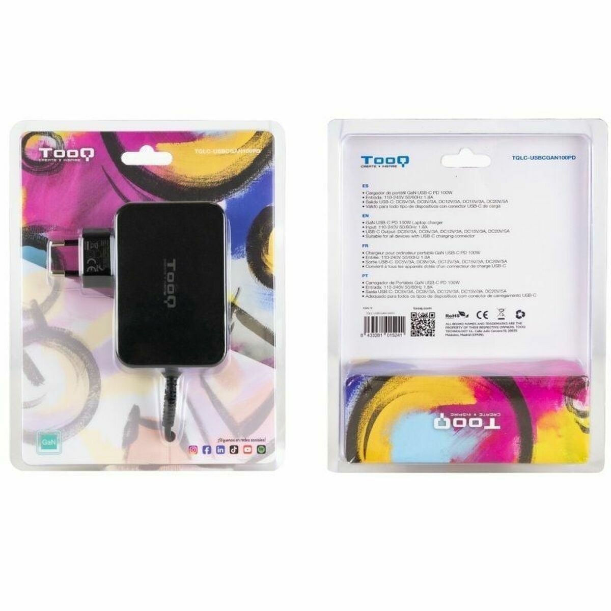 Laptop Charger TooQ GAN USB-C PD 100W 100 W