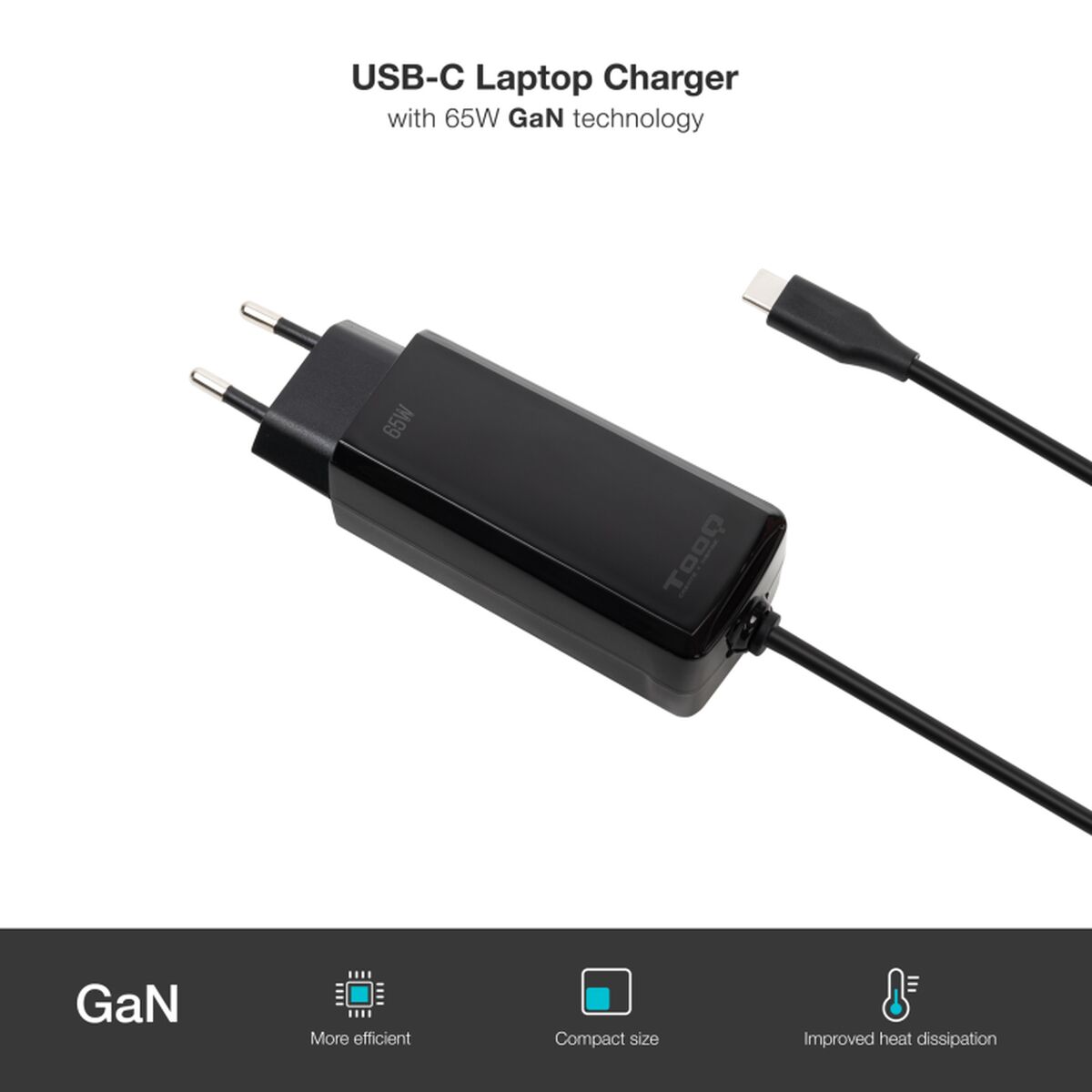 Wall Charger TooQ TQLC-USBCGAN65PD-C Black 65 W