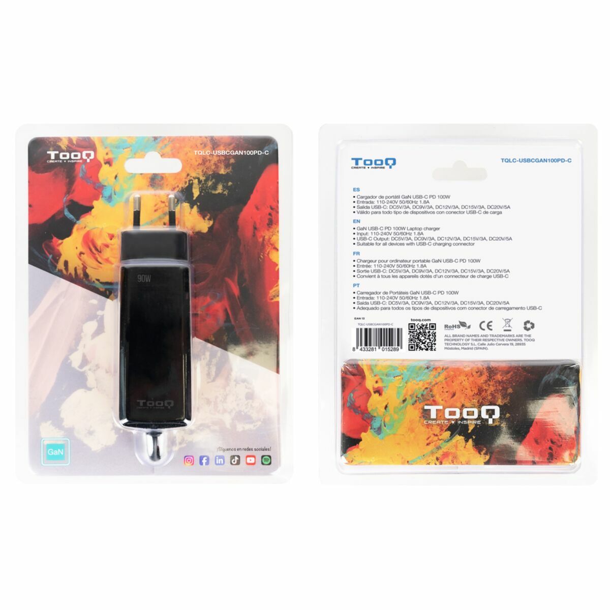 Laptop Charger TooQ GAN USB-C PD 100W Cbico 100 W