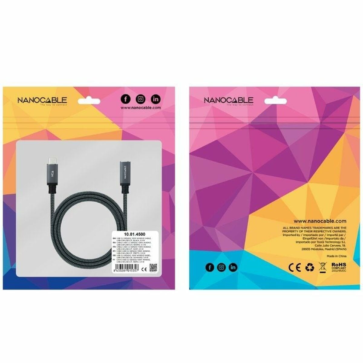 USB Cable NANOCABLE 10.01.4500-COMB