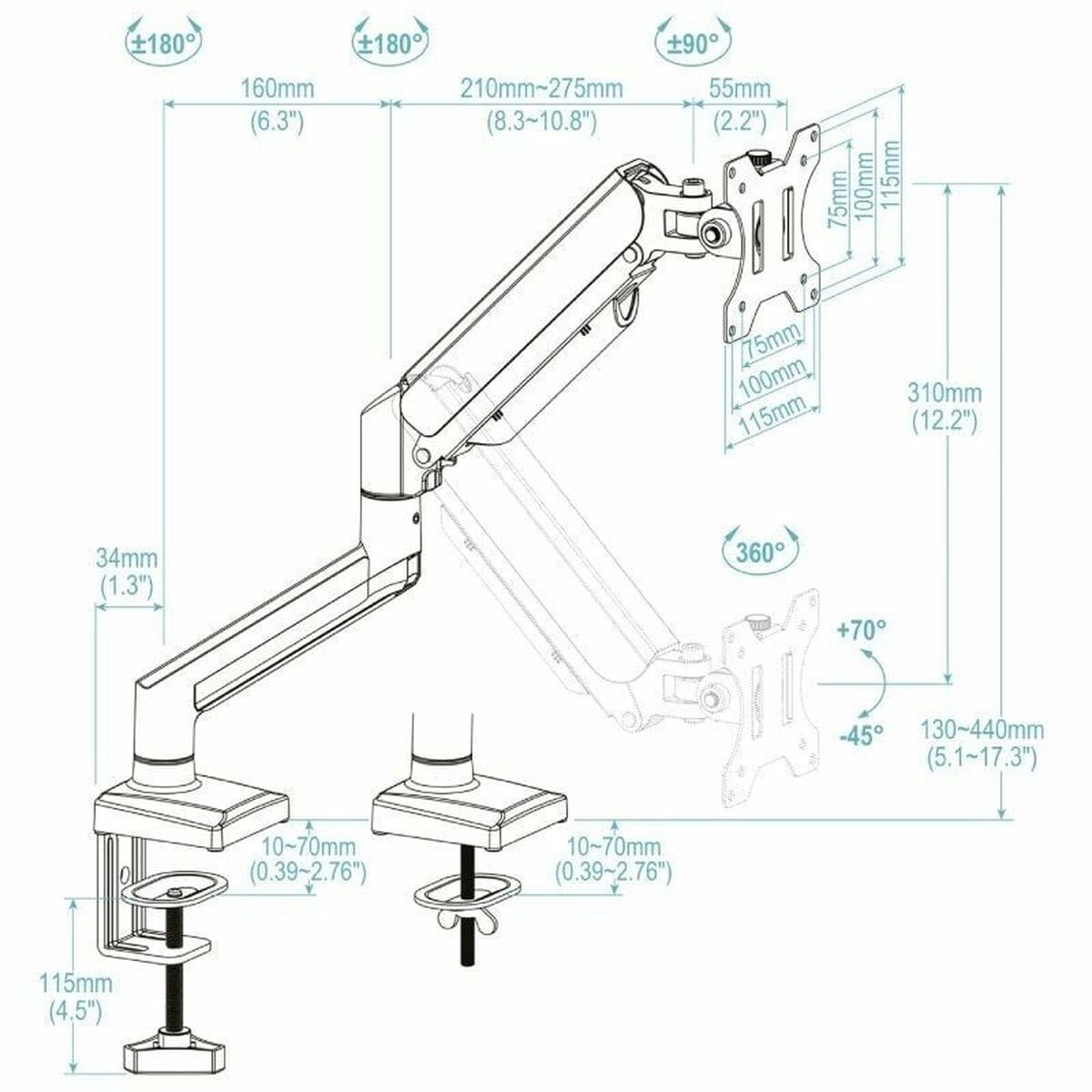 TV Mount TooQ DB1334TNR-B 34″ 13″