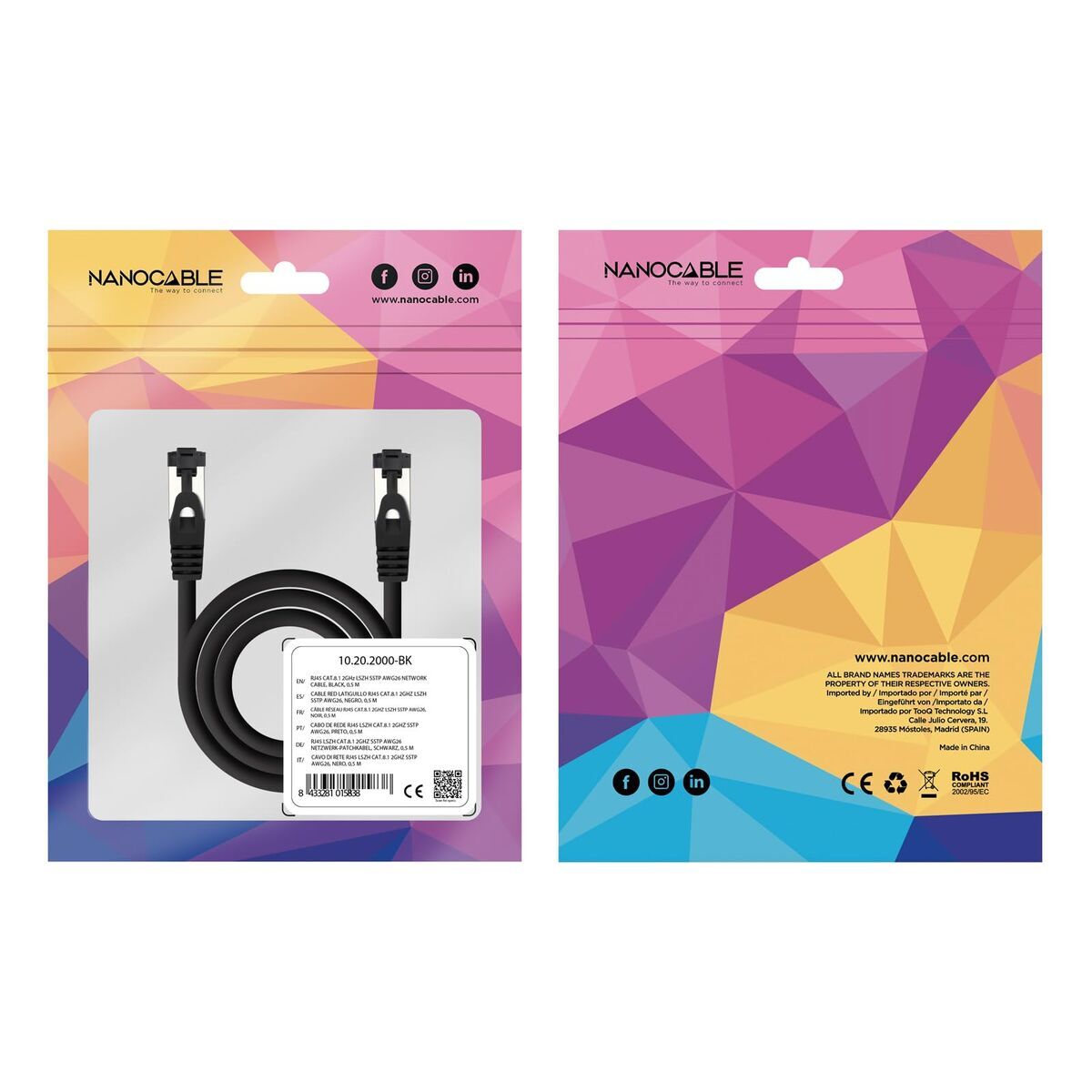 USB Cable NANOCABLE 10.20.2005-BK Black 5 m