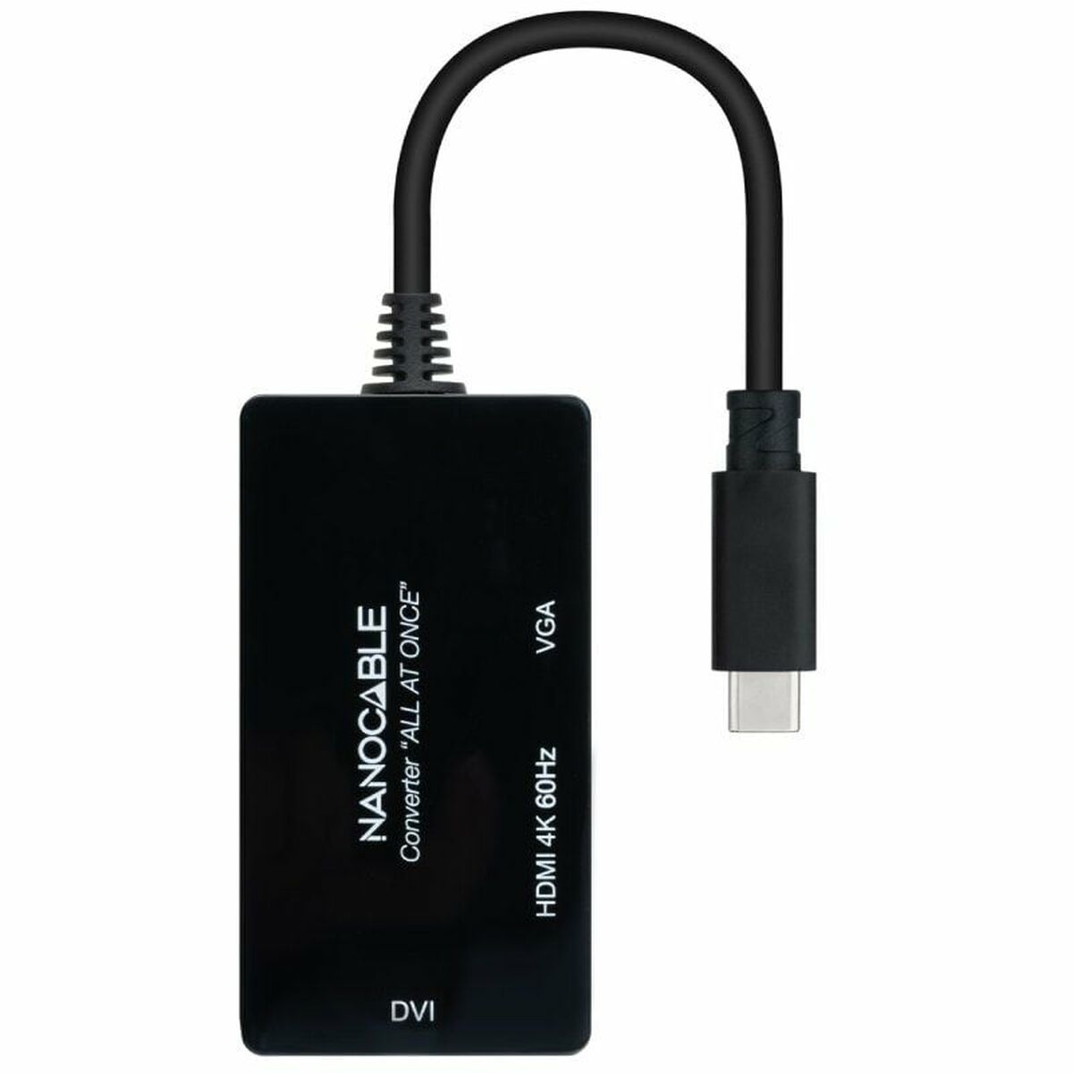 USB-C to VGA/HDMI/DVI Adapter NANOCABLE 10.16.4301-ALL 20 cm Black