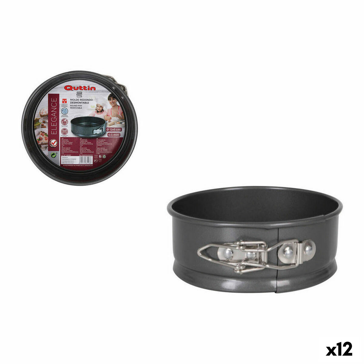 Springform Pan Quttin IN215 Carbon steel Black (12 Units) ( 12,5 x 5 cm)