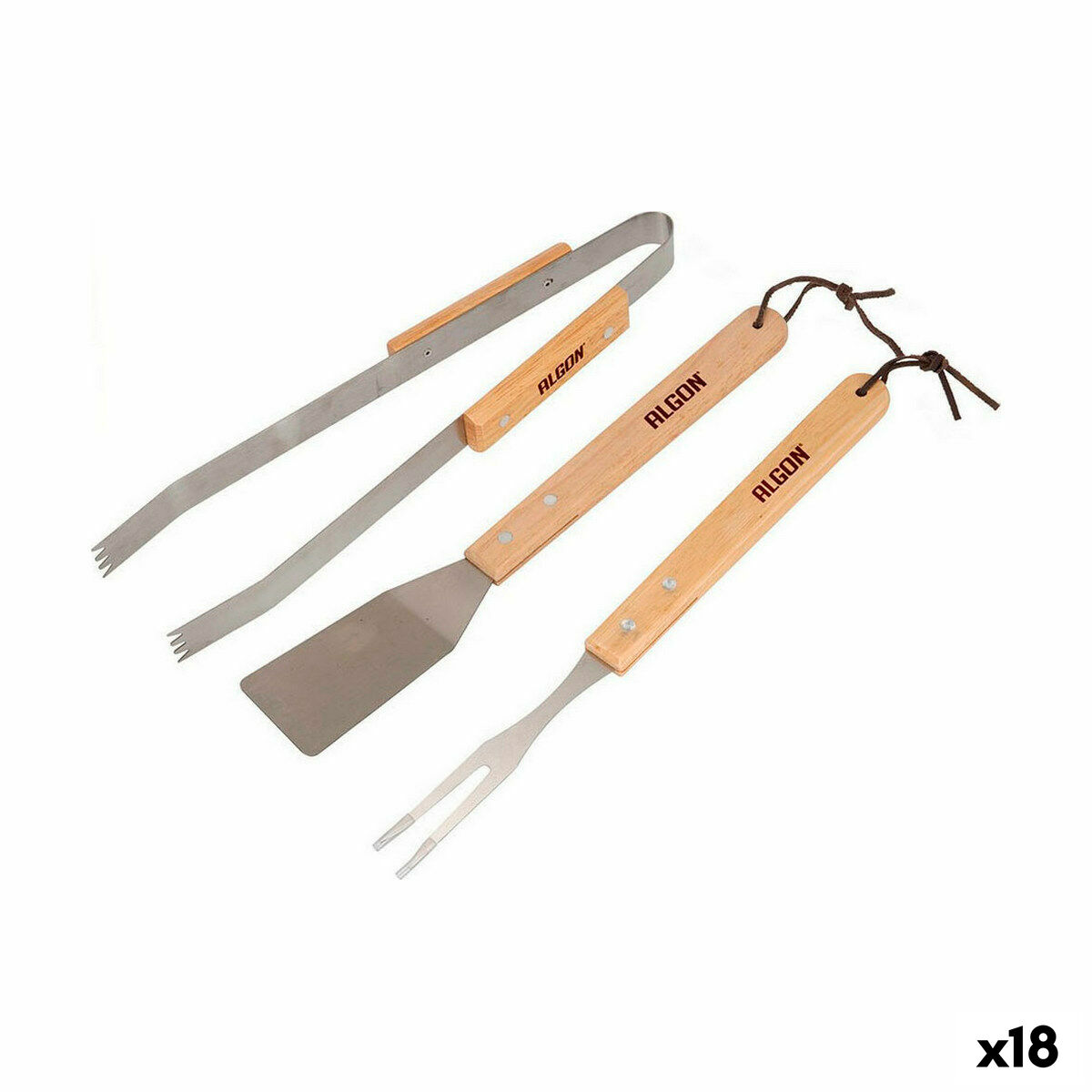 Barbecue utensils Algon Wood 18 Units (3 Pieces) Barbecue utensils Algon Wood 18 Units (3 Pieces)