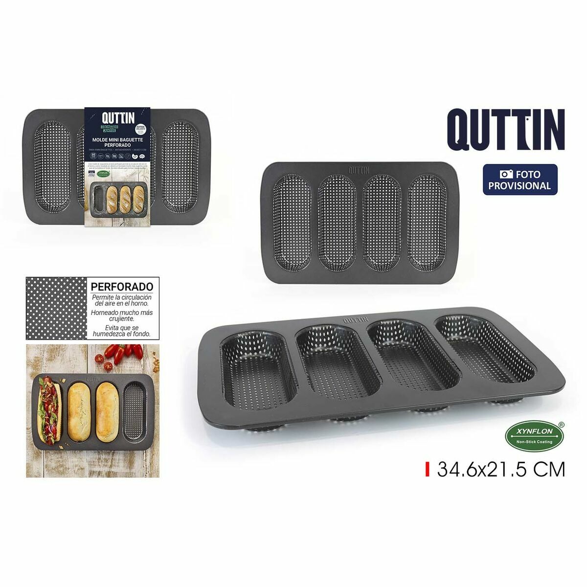 Baguette Mould Quttin Baguette 34,6 x 21,5 x 3 cm (12 Units)