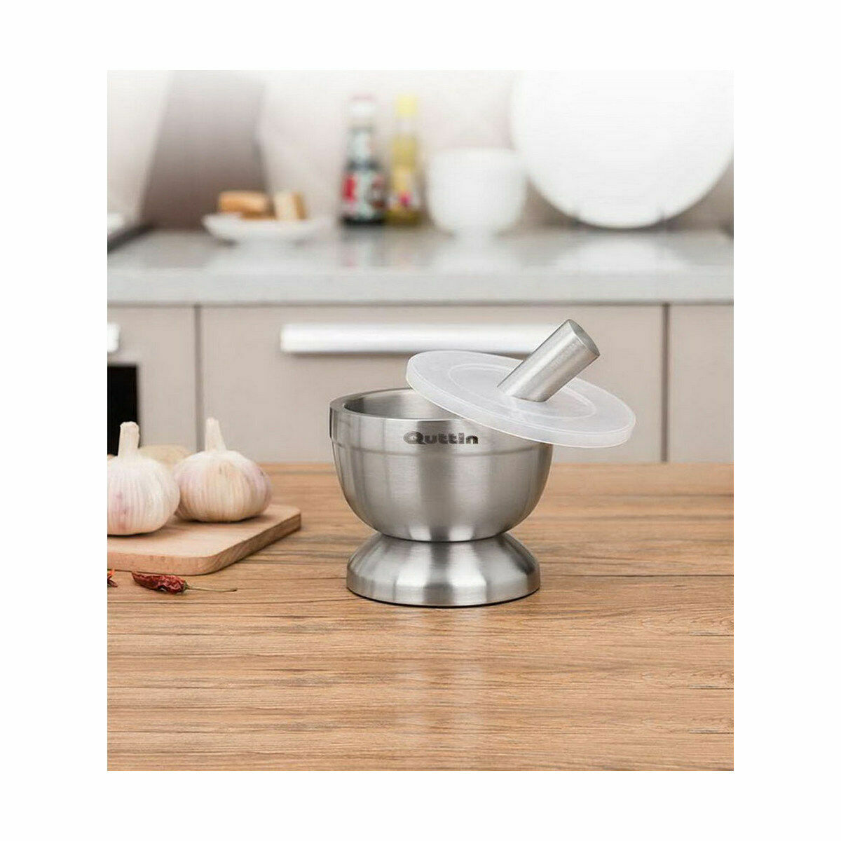 Mortar and pestle Quttin Stainless steel Steel 9,8 x 8,2 cm Non-slip (6 Units)