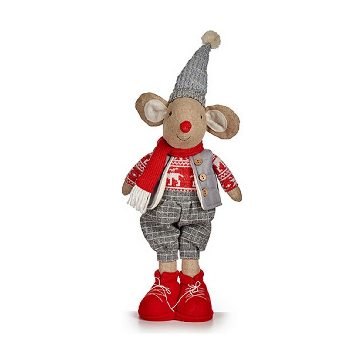 Decorative Figure Mouse Christmas 48 cm White Red Grey Cream Decorative Figure Mouse Christmas 48 cm White Red Grey Cream