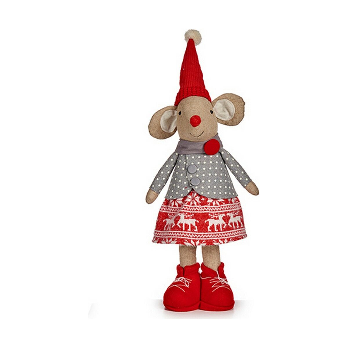 Decorative Figure Mouse Christmas 48 cm White Red Grey Cream Decorative Figure Mouse Christmas 48 cm White Red Grey Cream