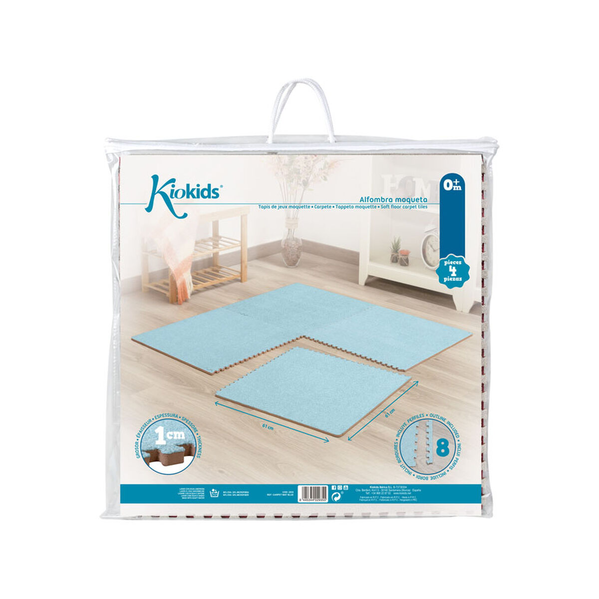 Play mat 60 x 60 x 1 cm Blue 4 Pieces