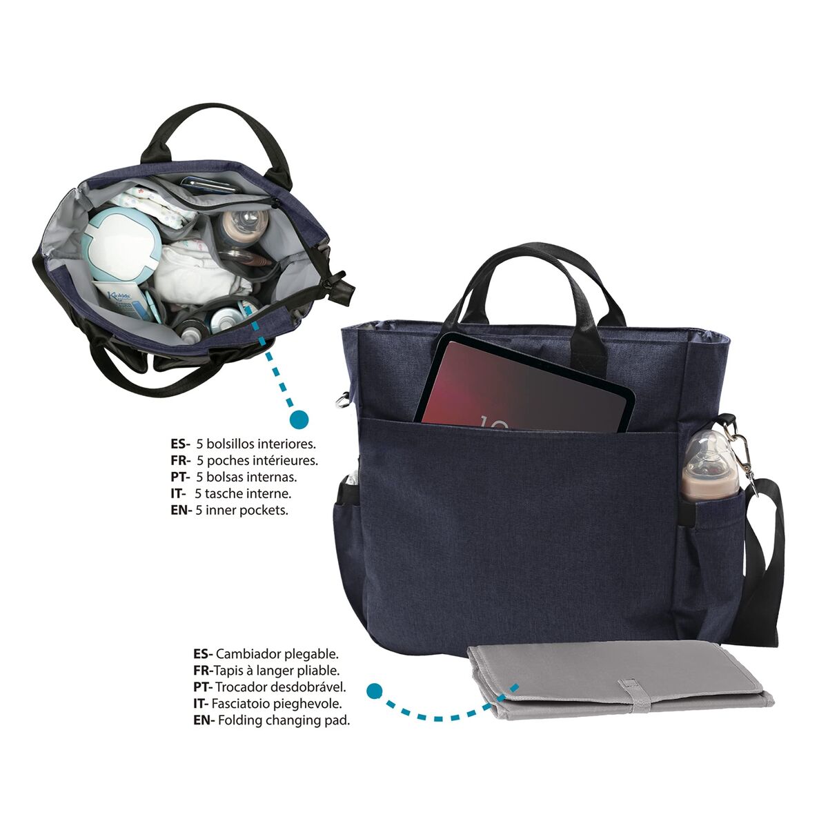 Organizer bag for baby stroller Navy Blue 37 x 15 x 35 cm