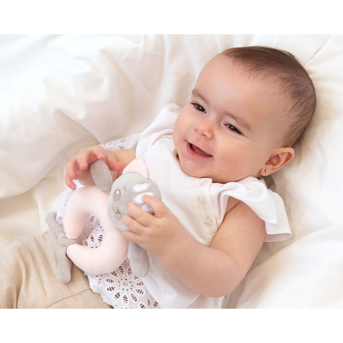 Rattle Cat 16 cm Pink