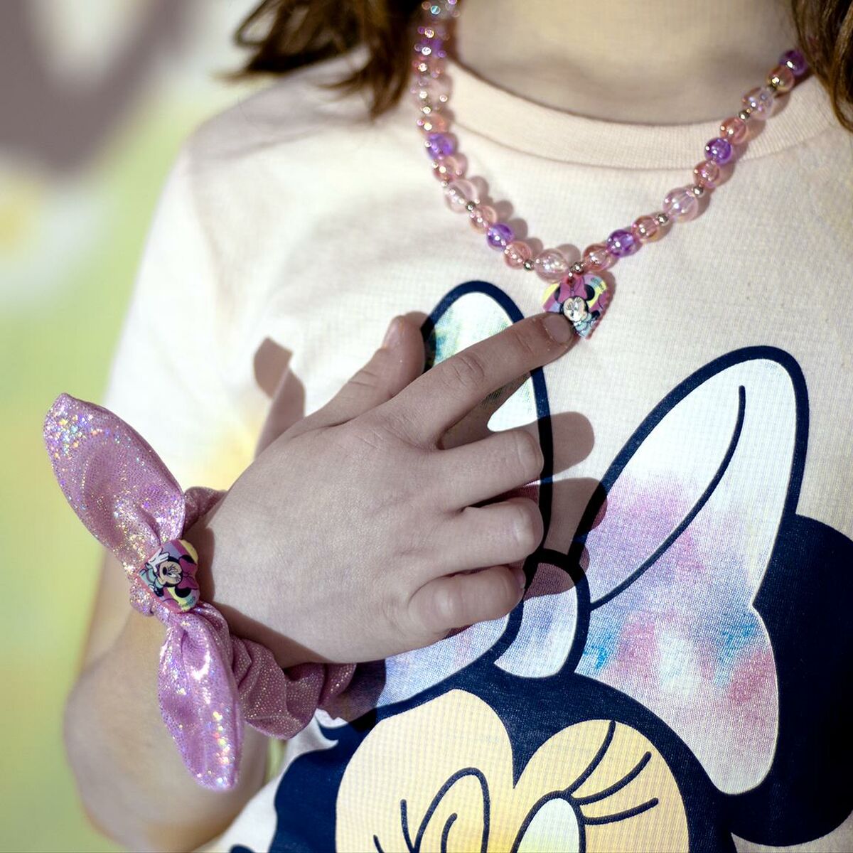 Necklace and Bracelets set Minnie Mouse Pink 2 Pieces