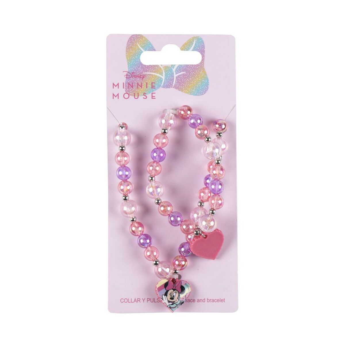 Necklace and Bracelets set Minnie Mouse Pink 2 Pieces