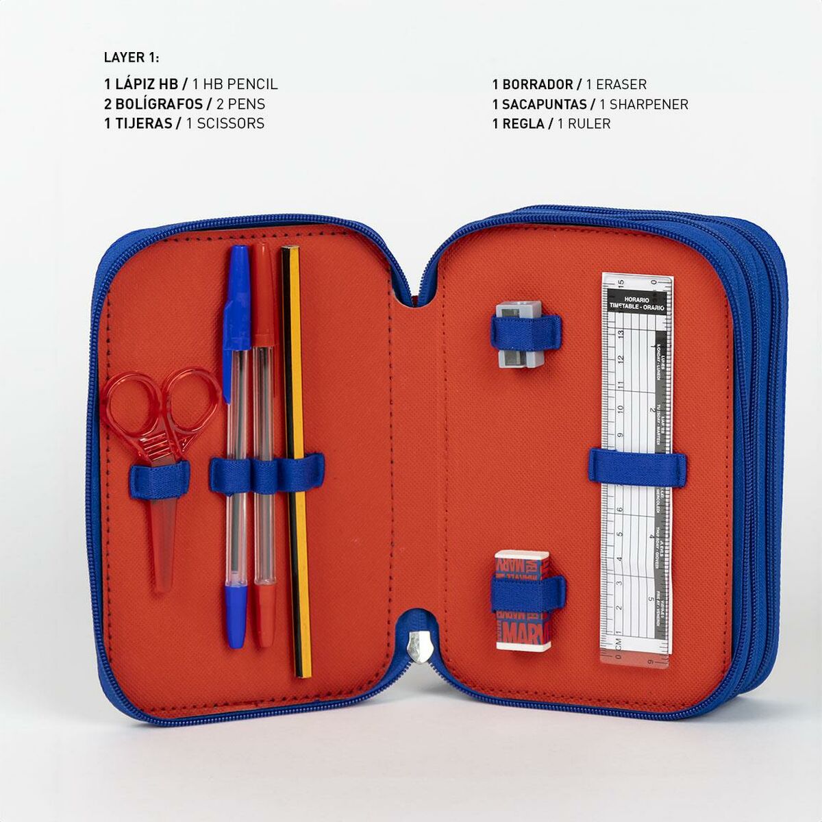 Triple Pencil Case The Avengers Blue 12,5 x 6,5 x 19,5 cm