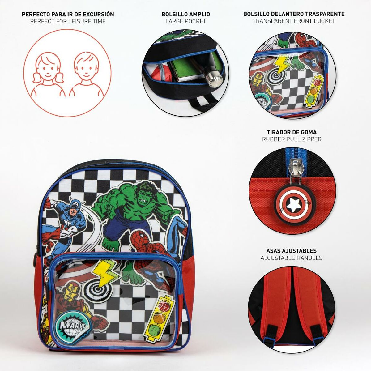 School Bag The Avengers Black 25 x 31 x 12 cm