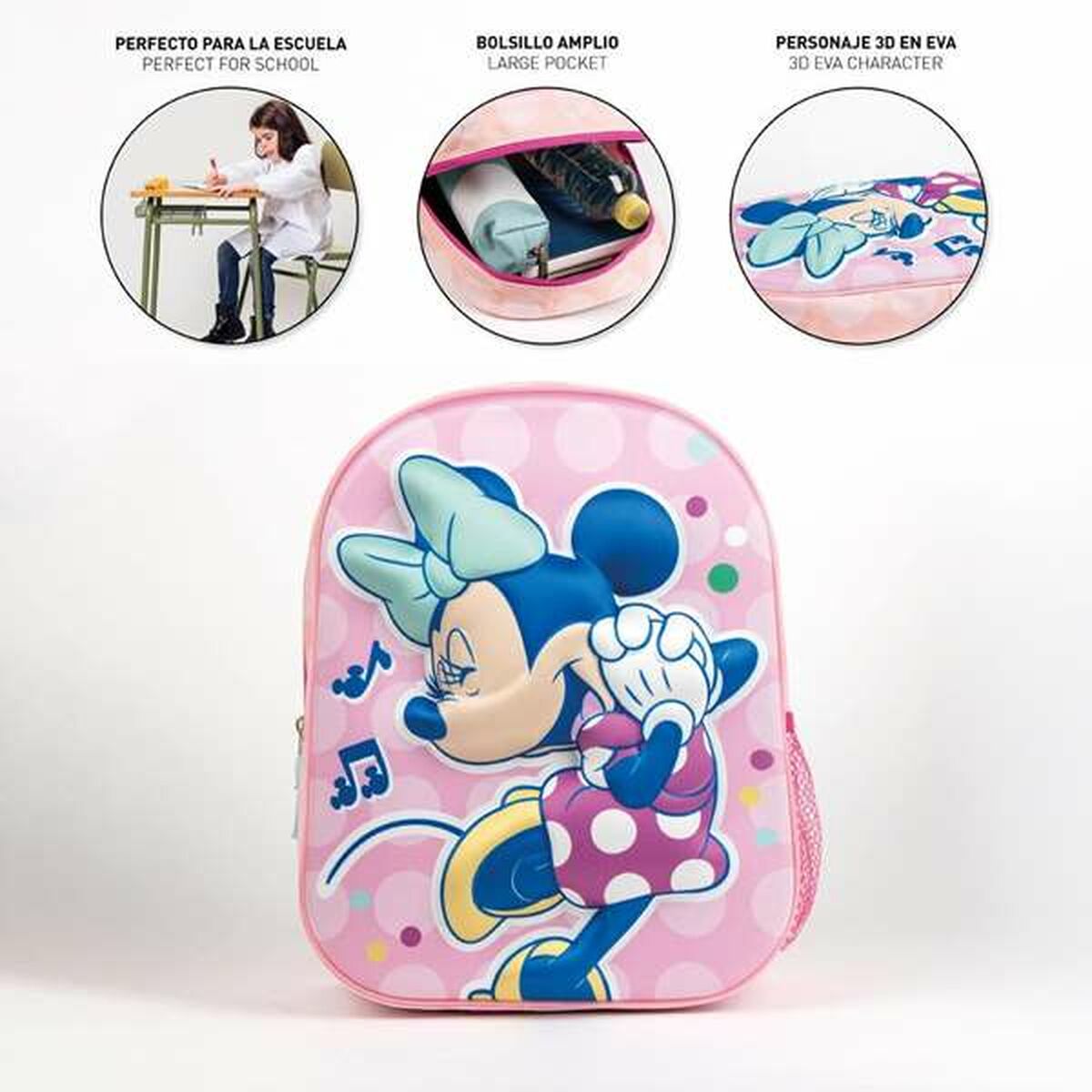 3D School Bag Minnie Mouse Pink 25,0 x 31,0 x 10,0 cm