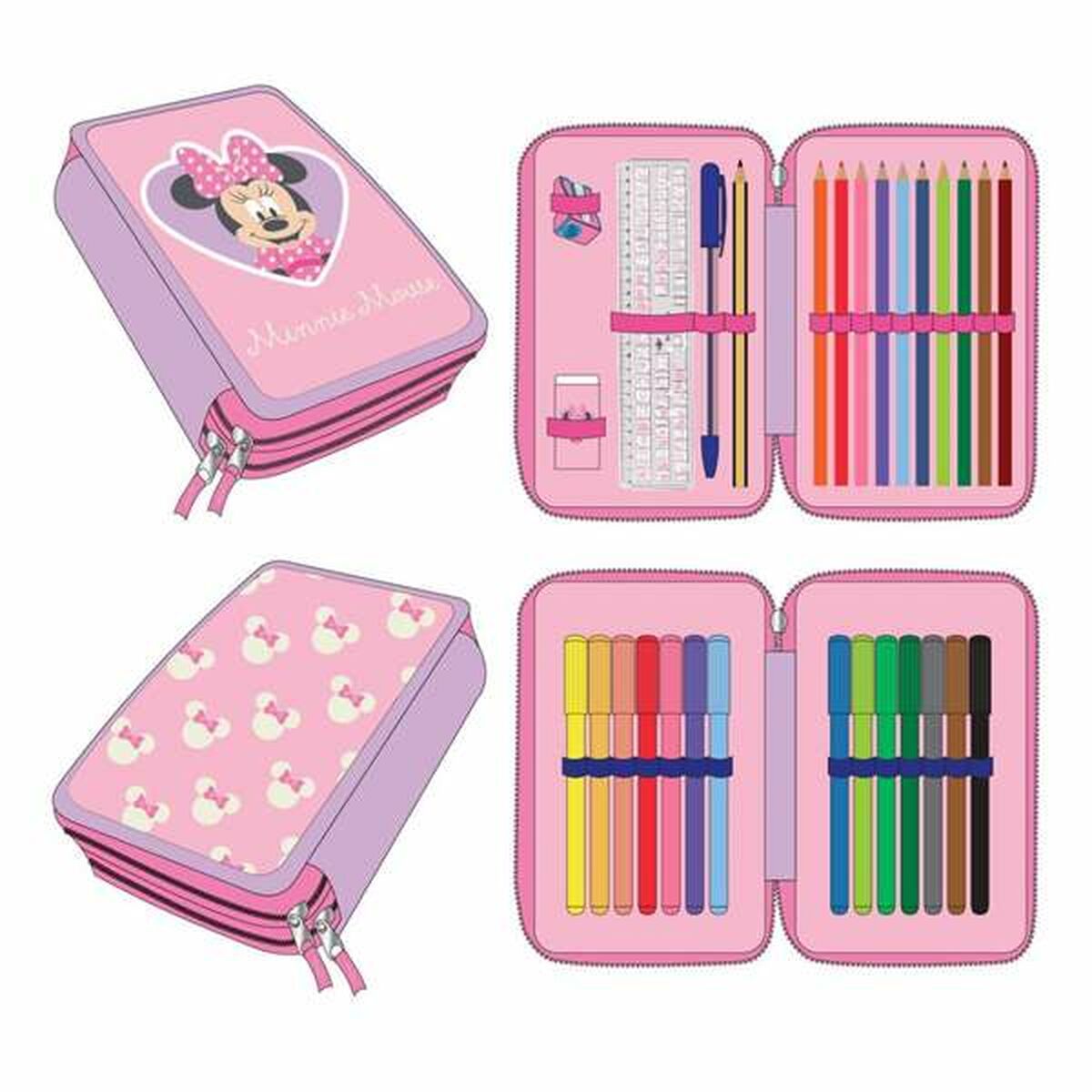 Pencil Case Minnie Mouse Pink 12,5 x 19,5 x 4,5 cm Pencil Case Minnie Mouse Pink 12,5 x 19,5 x 4,5 cm