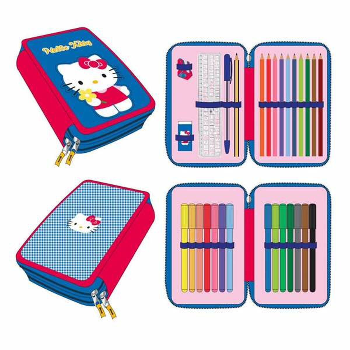 Pencil Case Hello Kitty Blue 12,5 x 19,5 x 4,5 cm Pencil Case Hello Kitty Blue 12,5 x 19,5 x 4,5 cm