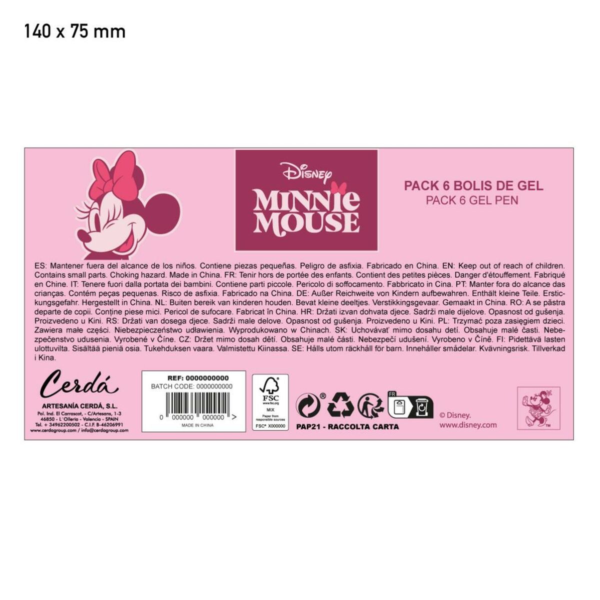 Set of Biros Minnie Mouse Pink