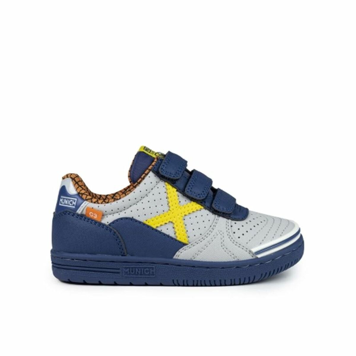 Children’s Indoor Football Shoes Munich G-3 Kid Vco Profit Blue Grey