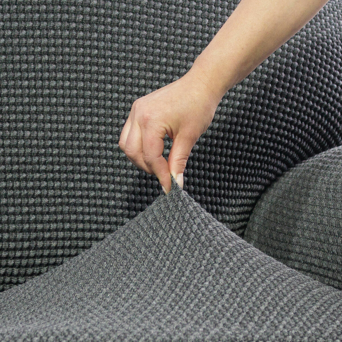 Right short arm chaise longue cover Sofaskins Dark grey (Refurbished A)