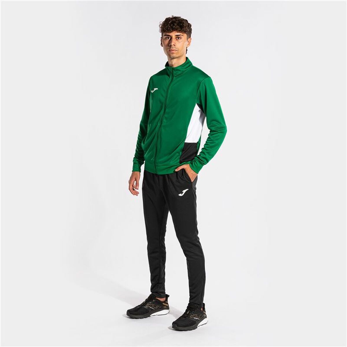 Tracksuit for Adults Joma Sport Danubio II Black Green Children’s Men 2 Pieces