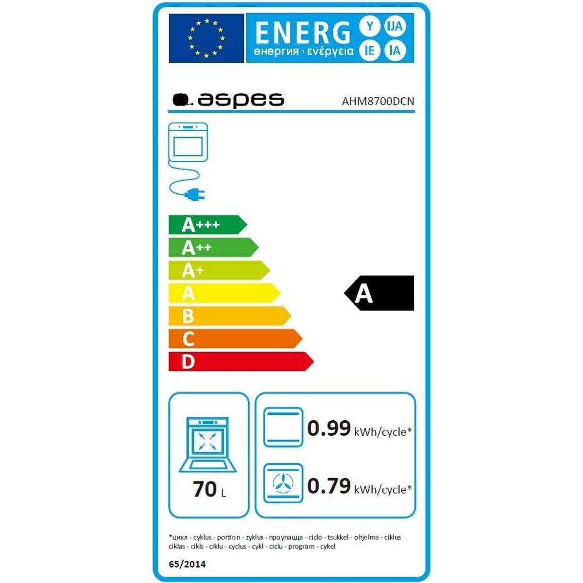 Oven Aspes AHM8700DCN 3570 W 71 L