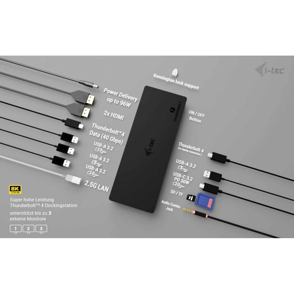 USB Hub i-Tec TB4TRIPLEDOCKPD