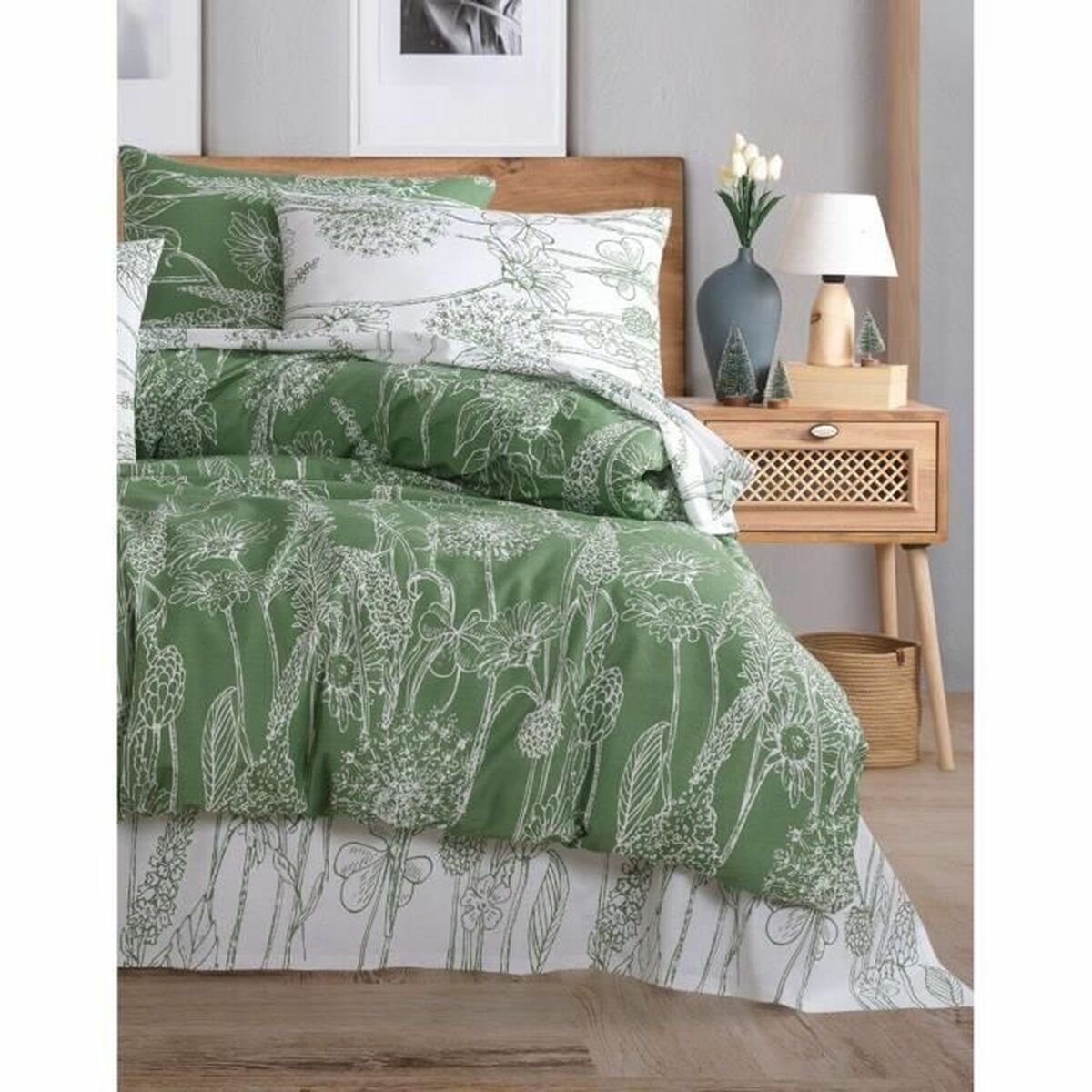 Duvet cover set Green Super king 3 Pieces