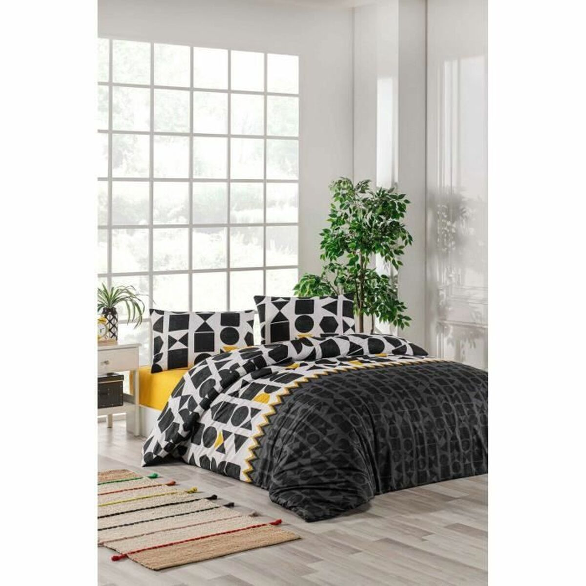 Duvet cover set Black Super king 3 Pieces