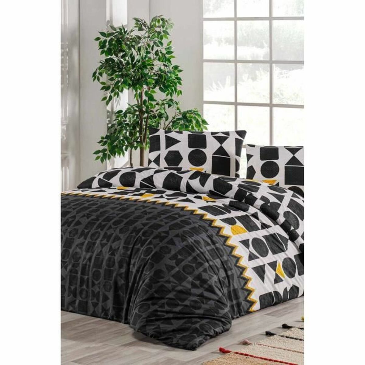 Duvet cover set Black Super king 3 Pieces