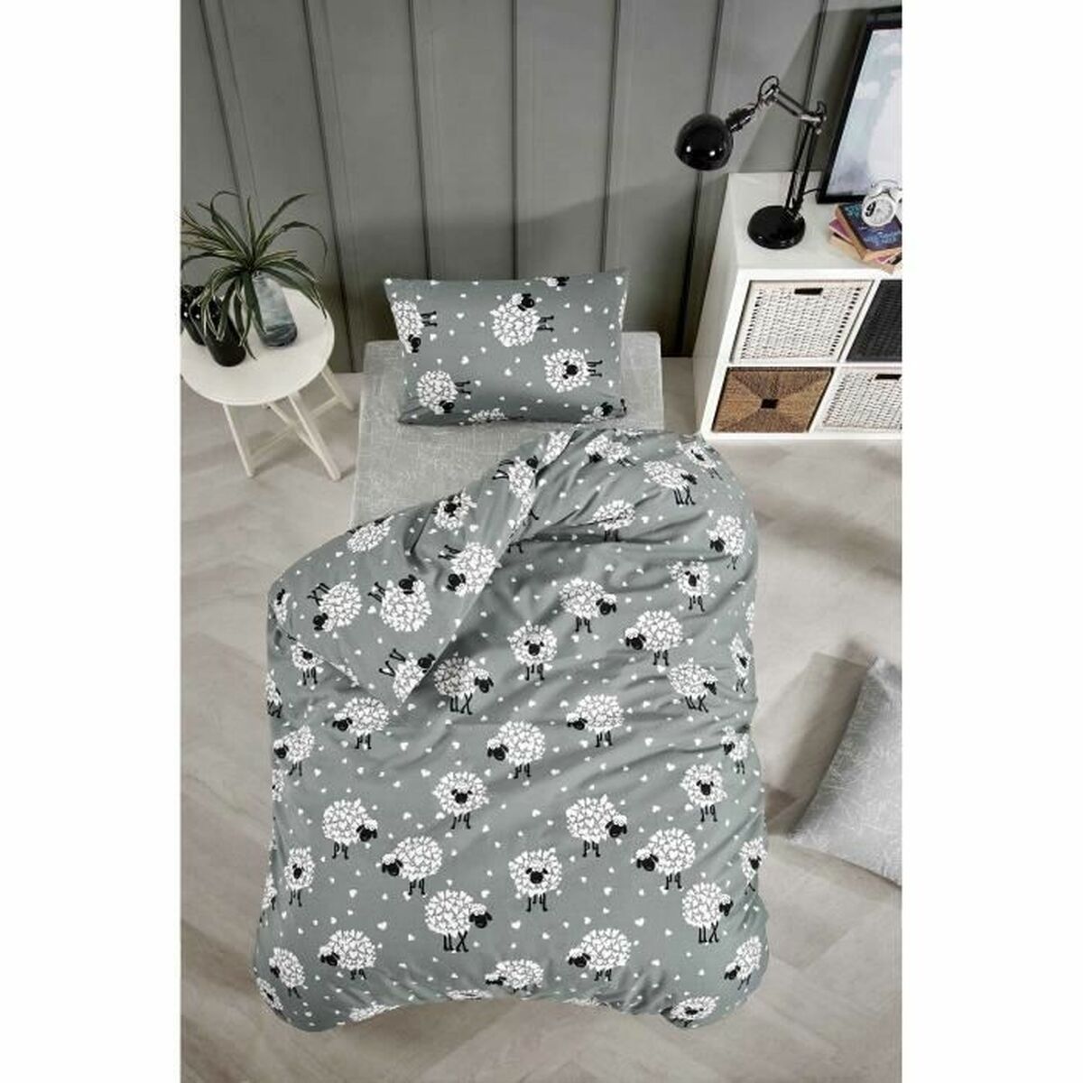 Duvet cover set Grey Super king 3 Pieces