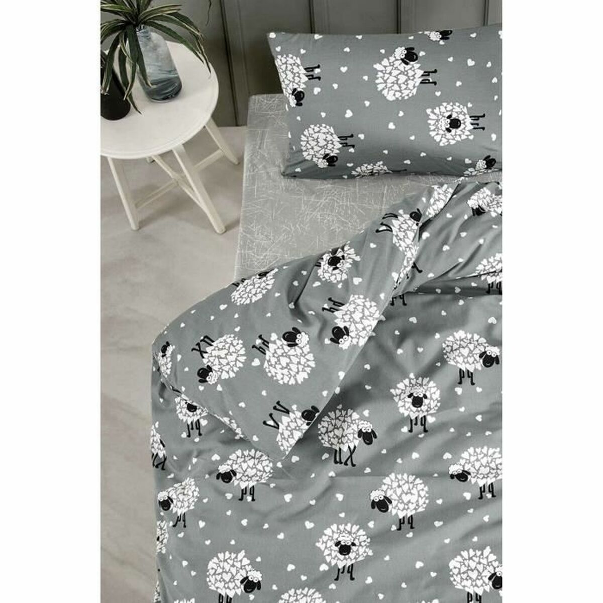Duvet cover set Grey Super king 3 Pieces