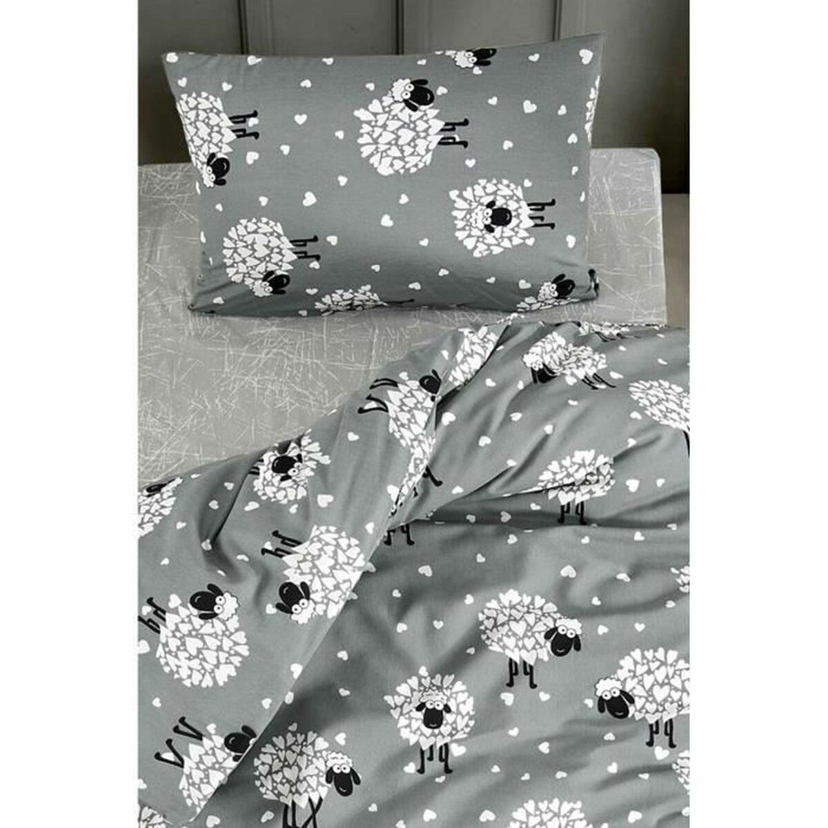 Duvet cover set Grey Super king 3 Pieces