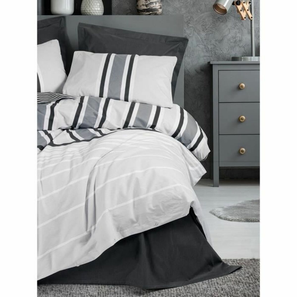 Duvet cover set White Grey 220 x 240 cm