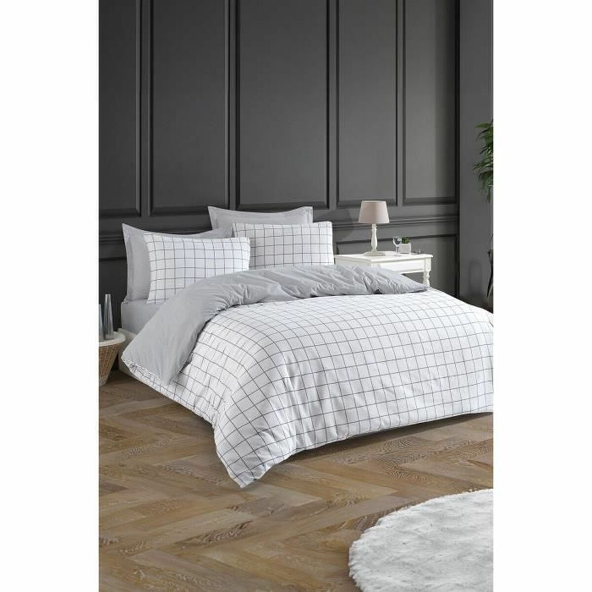 Duvet cover set Grey Super king 3 Pieces