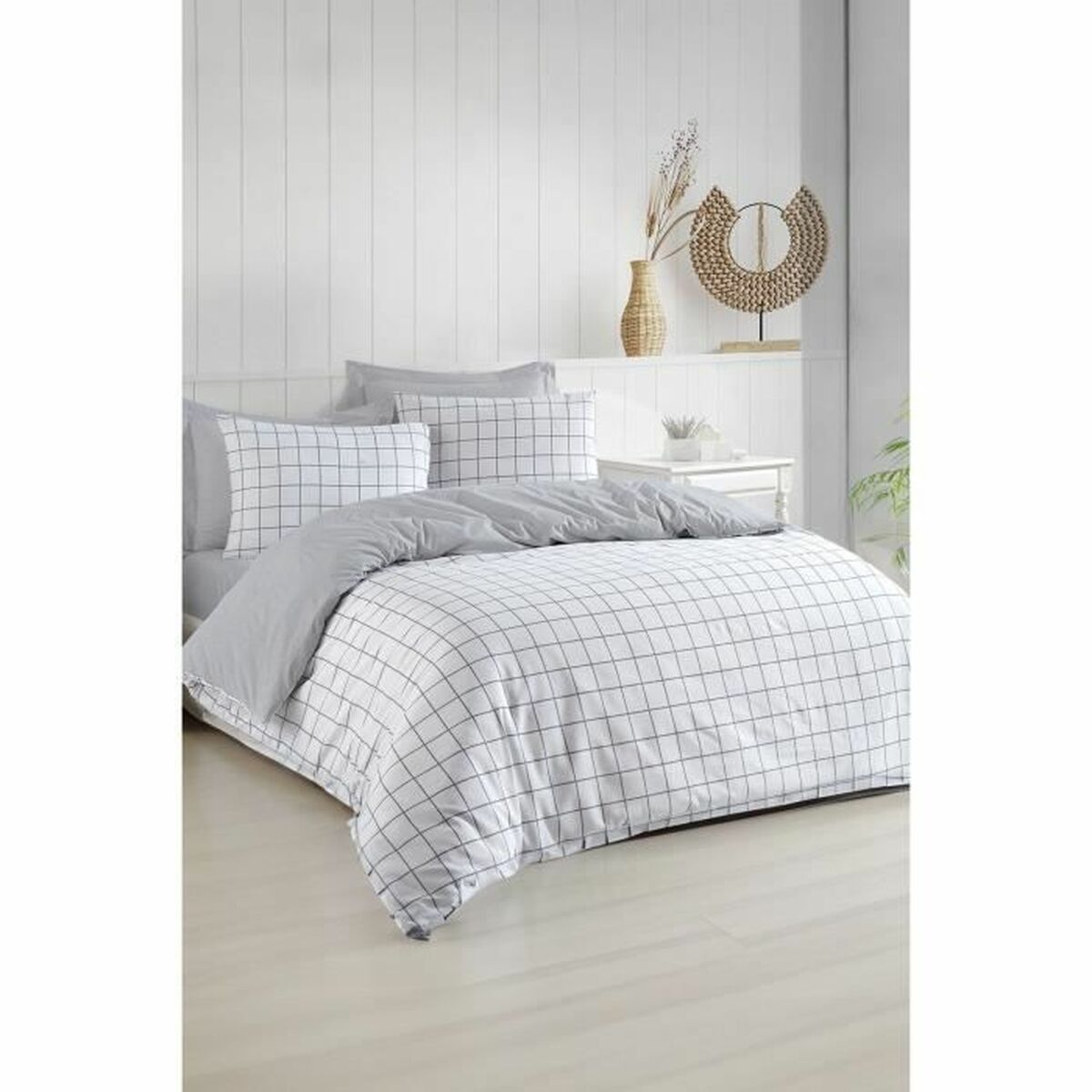 Duvet cover set Grey Super king 3 Pieces