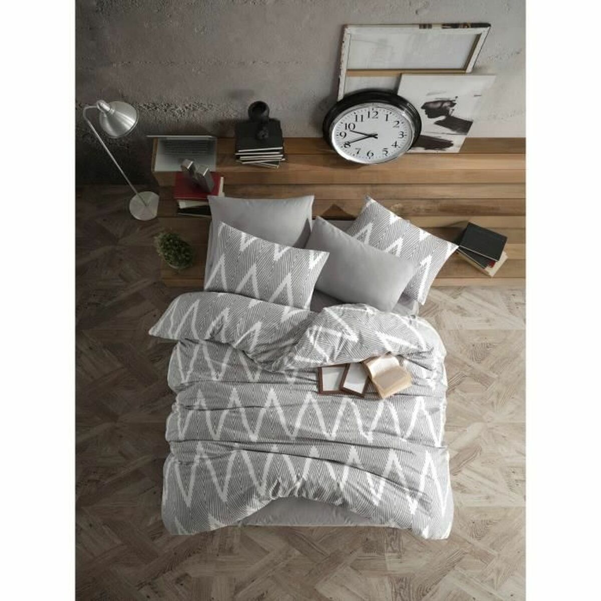 Duvet cover set Grey Super king 3 Pieces
