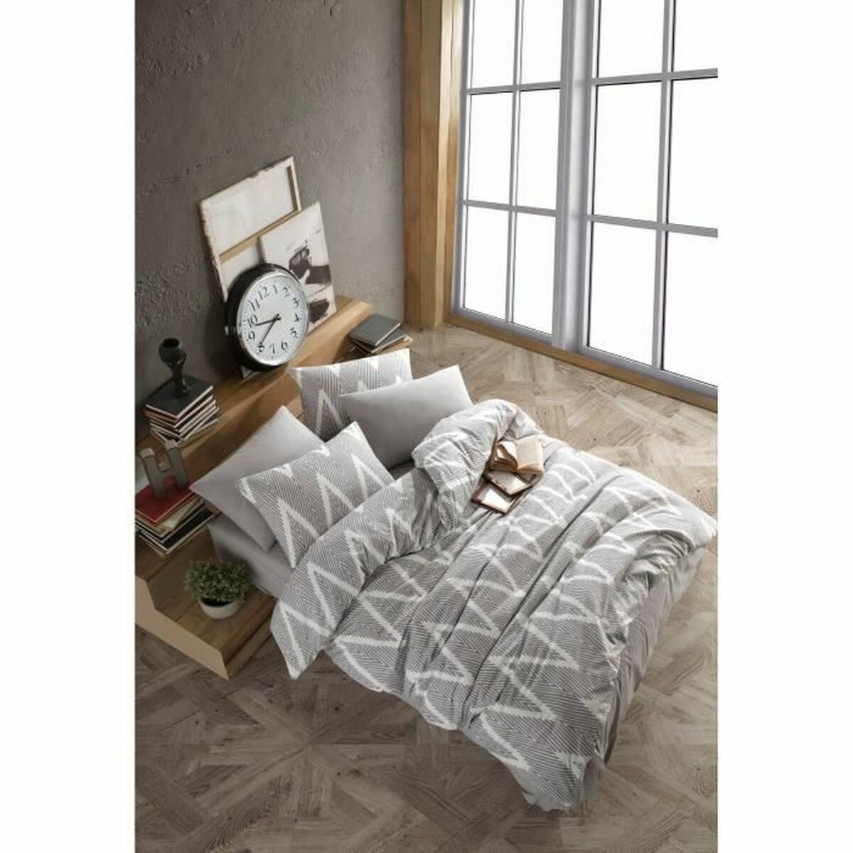 Duvet cover set Grey Super king 3 Pieces