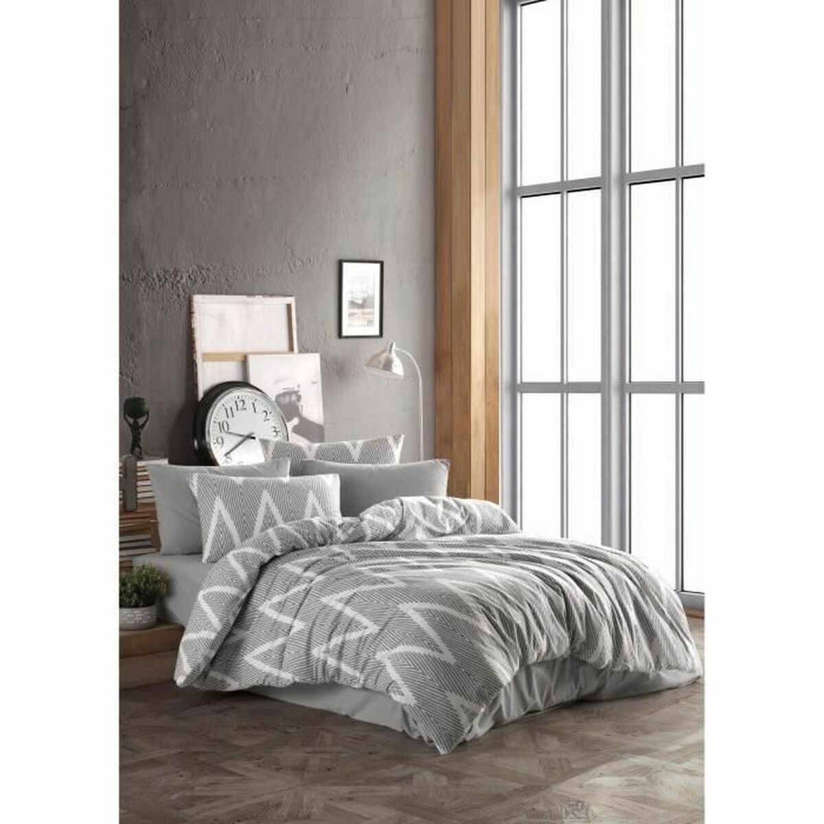 Duvet cover set Grey Super king 3 Pieces
